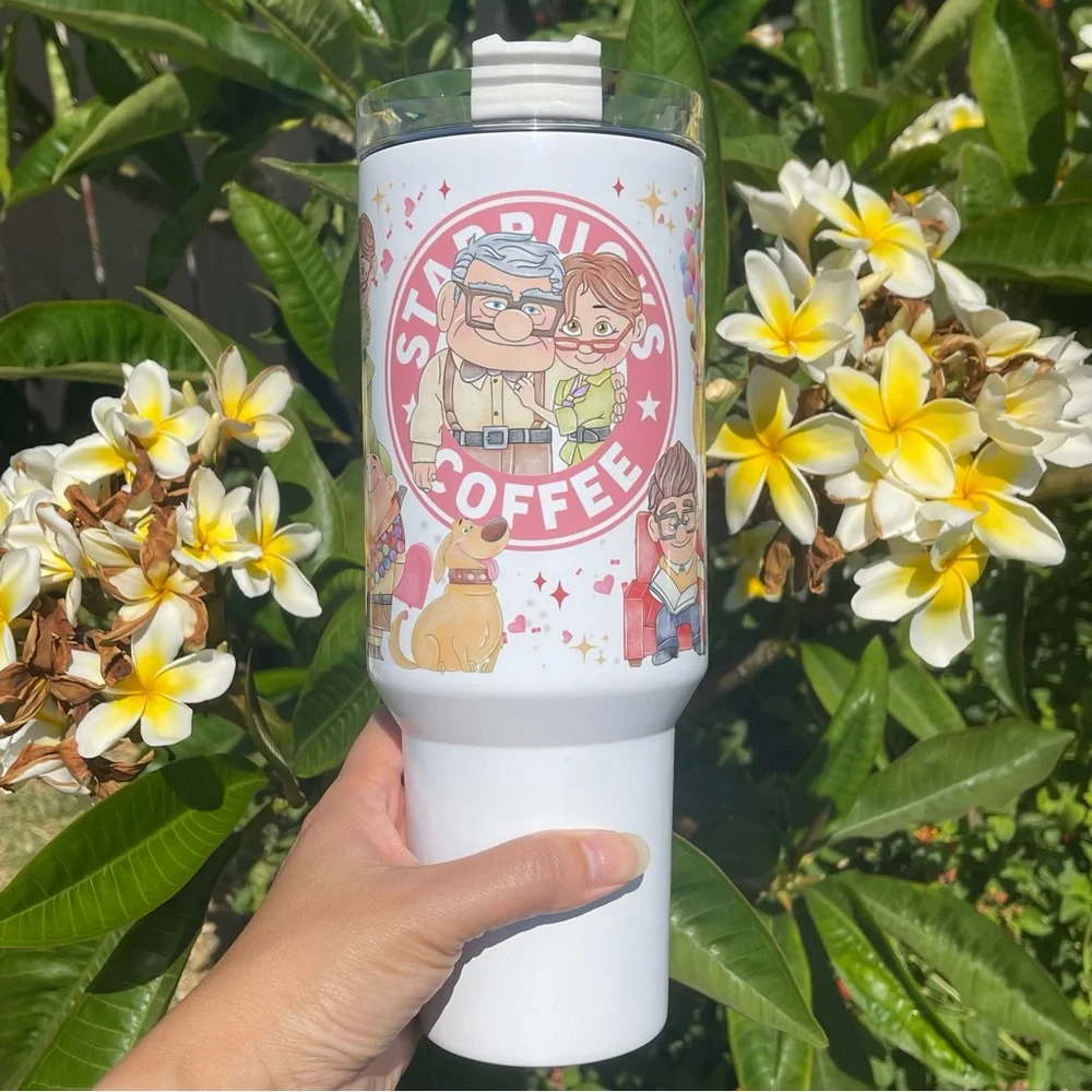 Custom 40 oz Tumbler Disney Carl and Ellie up 40 oz Double-wall vacuum - Picture 4 of 4